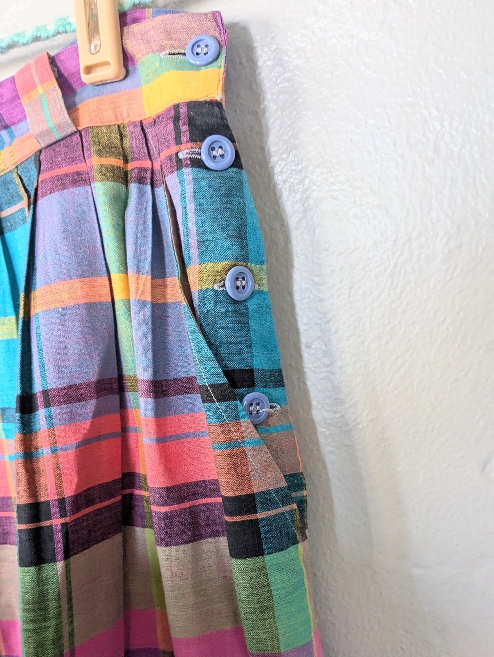 VTG Counterparts Rainbow Plaid Maxi Skirt - 100% Cotton Made in India - Size 6 - Picture 3 of 5